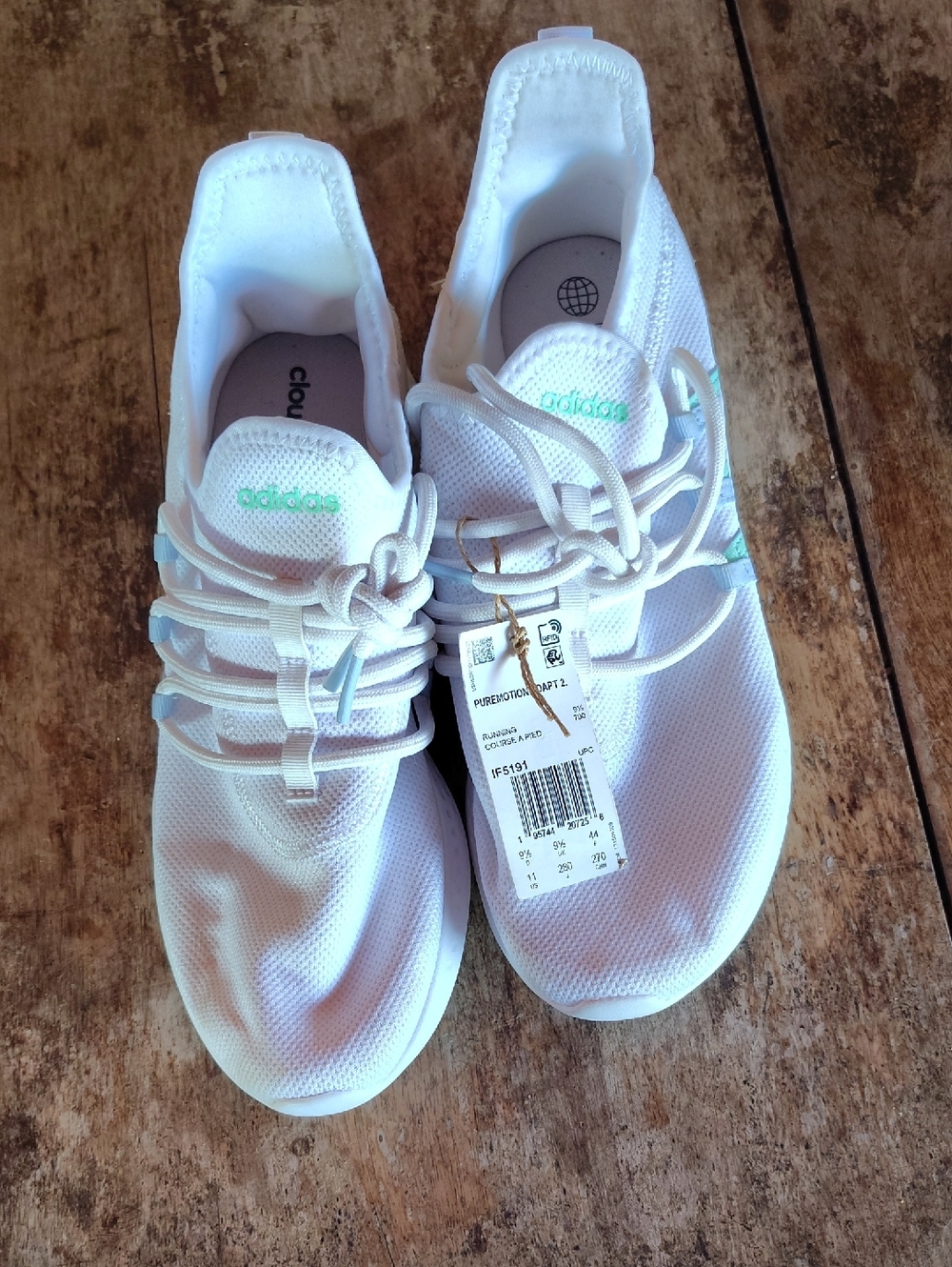 adidas Women’s White Athletic Sneakers with Mint Accents